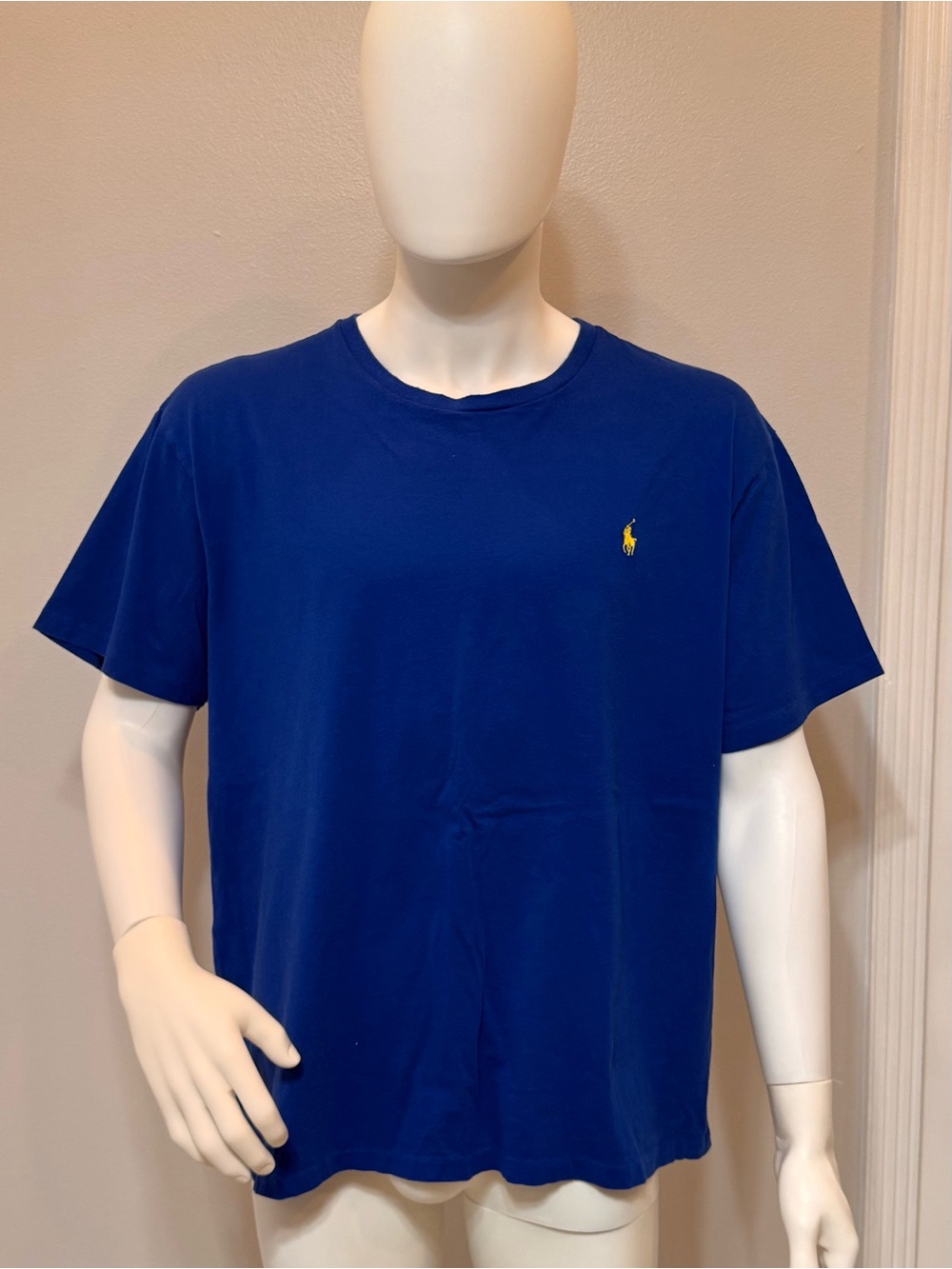 Polo by Ralph Lauren Men’s Short Sleeve Crew T-Shirt - Blue with Yellow Logo XXL - Picture 4 of 10